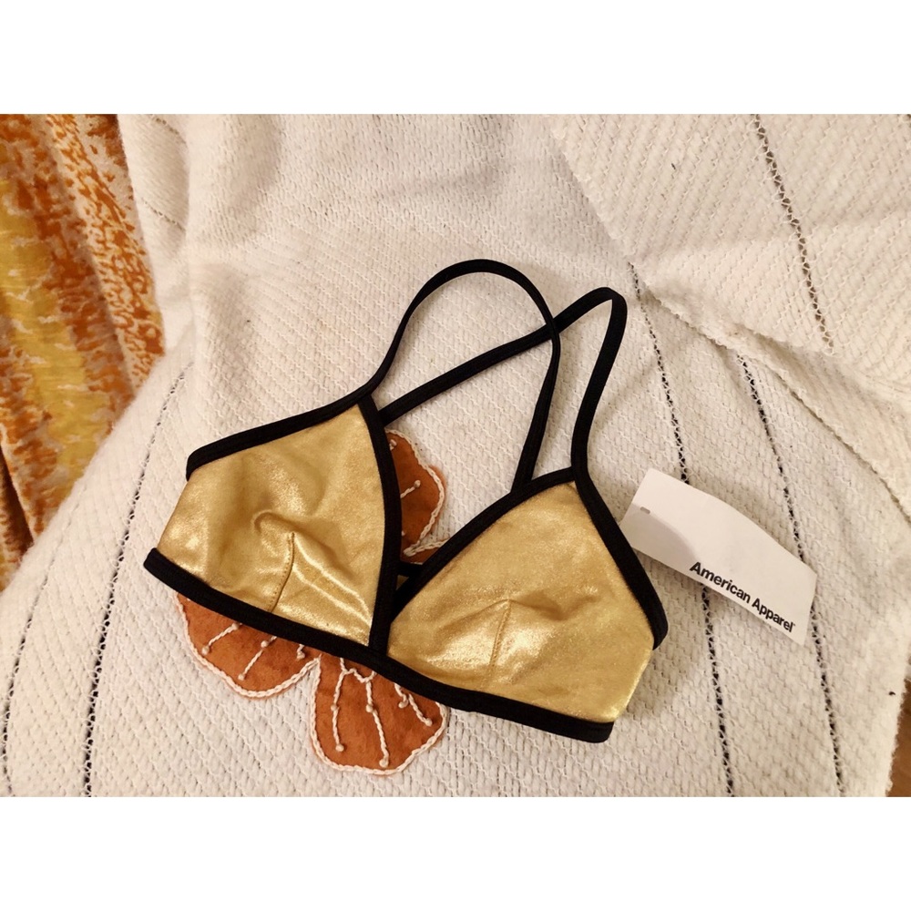 NWT American Apparel 🤎 gold shiny bra - Picture 2 of 4
